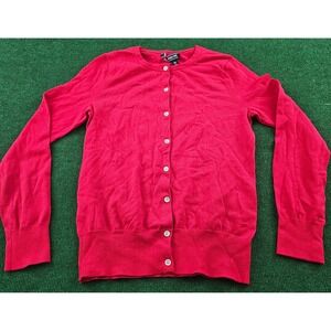 Lands End Red Crew Neck Button Front Cardigan‎ Sweater XS